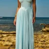 Marcella Ocean Blue Pleated Maxi Dress