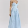 Marcella Ocean Blue Pleated Maxi Dress
