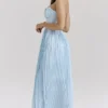 Marcella Ocean Blue Pleated Maxi Dress