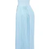 Marcella Ocean Blue Pleated Maxi Dress