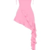 Marcia French Pink Ruffle Mini Dress