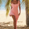Marcia French Pink Ruffle Mini Dress