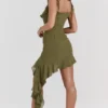Marcia Olive Ruffle Mini Dress