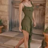 Marcia Olive Ruffle Mini Dress