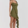 Marcia Olive Ruffle Mini Dress