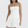 Marcy White Pleated Mini Dress