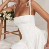 Marcy White Pleated Mini Dress