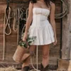 Marcy White Pleated Mini Dress