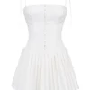 Marcy White Pleated Mini Dress