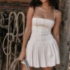 Marcy White Pleated Mini Dress