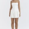 Marcy White Pleated Mini Dress