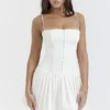 Marcy White Pleated Mini Dress