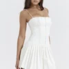 Marcy White Pleated Mini Dress