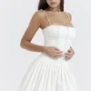 Marcy White Pleated Mini Dress