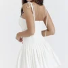 Marcy White Pleated Mini Dress