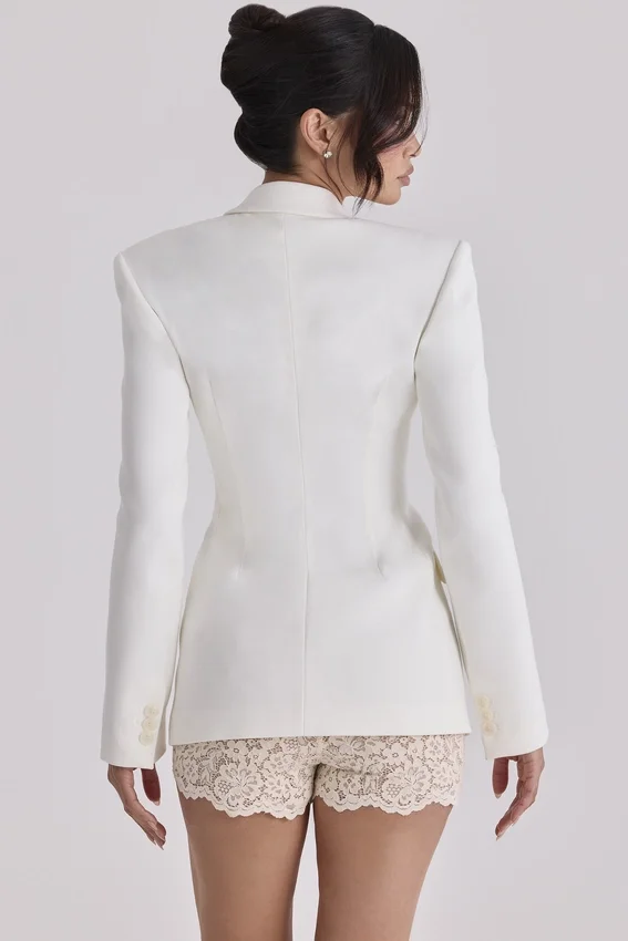 Luella vintage ivory crepe hourglass blazer jacket