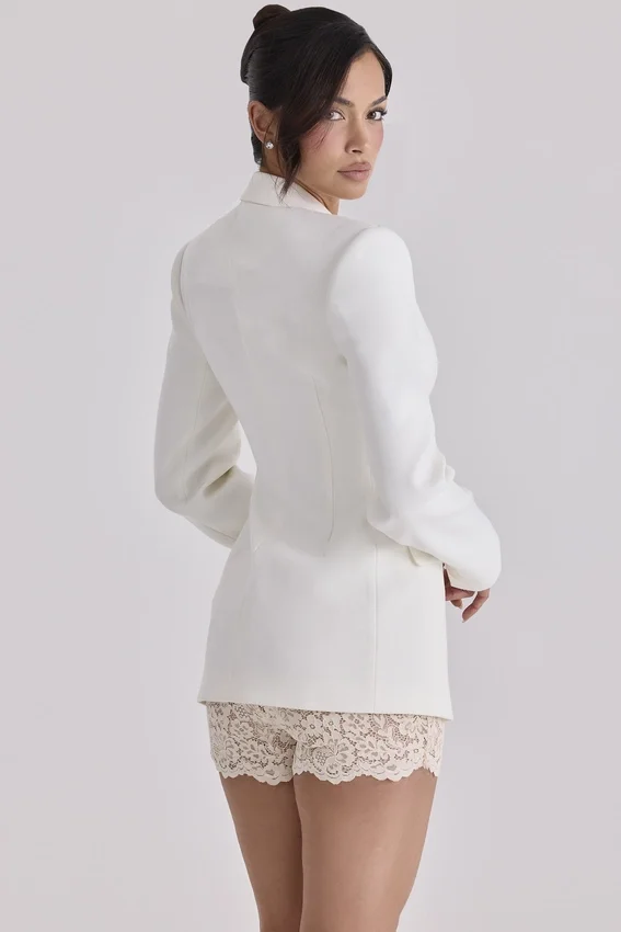 Luella vintage ivory crepe hourglass blazer jacket