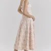 Mariabella Cream Floral Print Cotton Midi Sun Dress