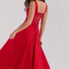 Mariabella Red Stretch Cotton Midi Sundress