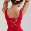 Mariabella Red Stretch Cotton Midi Sundress