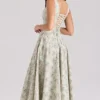 Mariabella Sage Floral Print Cotton Midi Dress