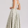 Mariabella Sage Floral Print Cotton Midi Dress