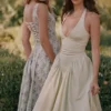 Marilyn Pistachio Cotton Halter Midi Sundress