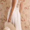 Mariabella White Stretch Cotton Midi Sundress