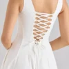 Mariabella White Stretch Cotton Midi Sundress