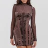 Marica Brown Velvet & Lace Corset Dress