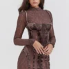 Marica Brown Velvet & Lace Corset Dress