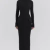 Marie-Louise Black Turtleneck Maxi Dress