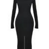 Marie-Louise Black Turtleneck Maxi Dress