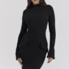 Marie-Louise Black Turtleneck Maxi Dress