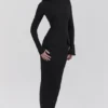 Marie-Louise Black Turtleneck Maxi Dress