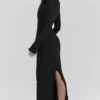 Marie-Louise Black Turtleneck Maxi Dress