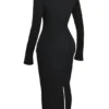 Marie-Louise Black Turtleneck Maxi Dress
