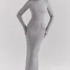 Marie-Louise Light Grey Bodycon Maxi Dress