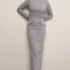 Marie-Louise Light Grey Bodycon Maxi Dress