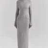 Marie-Louise Light Grey Bodycon Maxi Dress