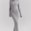 Marie-Louise Light Grey Bodycon Maxi Dress
