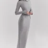 Marie-Louise Light Grey Bodycon Maxi Dress