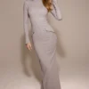 Marie-Louise Light Grey Bodycon Maxi Dress