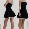 Marilla Black Velvet Strapless Dress