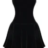 Marilla Black Velvet Strapless Dress