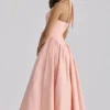 Marilyn Peach Cotton Halter Neck Midi Sundress