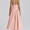 Marilyn Peach Cotton Halter Neck Midi Sundress