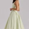 Marilyn Pistachio Cotton Halter Midi Sundress