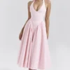 Marilyn Strawberry Shortcake Gingham Halter Midi Sundress