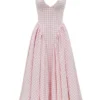 Marilyn Strawberry Shortcake Gingham Halter Midi Sundress